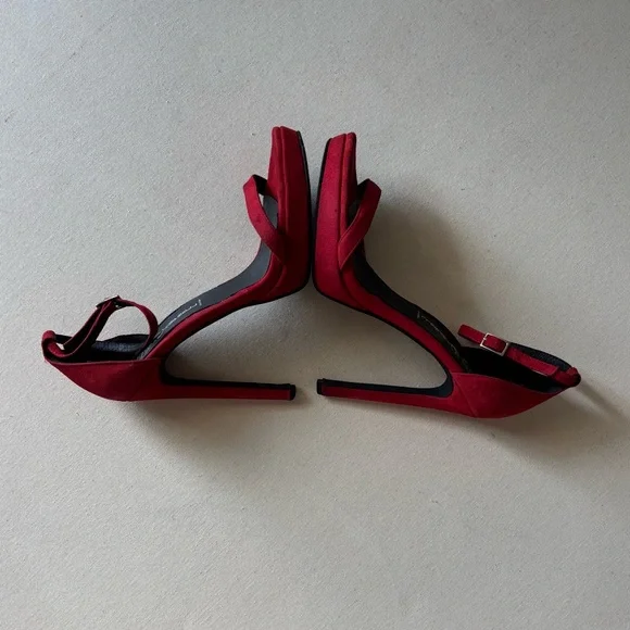 Jeffrey Campbell Red Stiletto Heels Ankle Strap - Picture 5 of 11